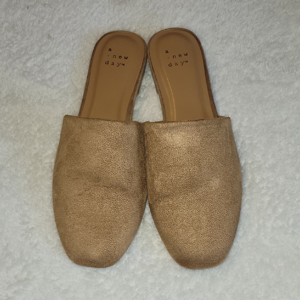 A New Day Women's Beige Suede Mules